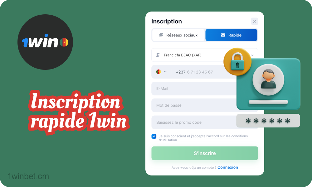 Pour une inscription rapide à 1win, les utilisateurs camerounais doivent entrer leurs informations personnelles, choisir leur devise et établir un mot de passe robuste.